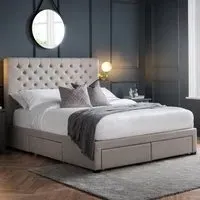 Wilton Super King Bed Frame with Storage - Grey, Linen