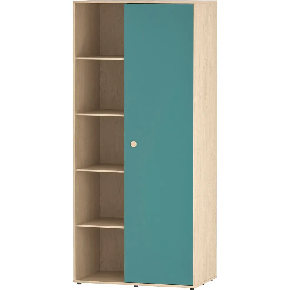 Neptune Single Door Wardrobe - Blue, Oak