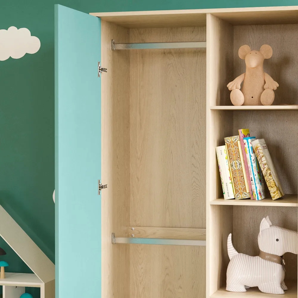 Neptune Single Door Wardrobe - Blue, Oak