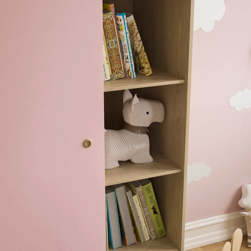Neptune Single Door Wardrobe - Pink, Oak