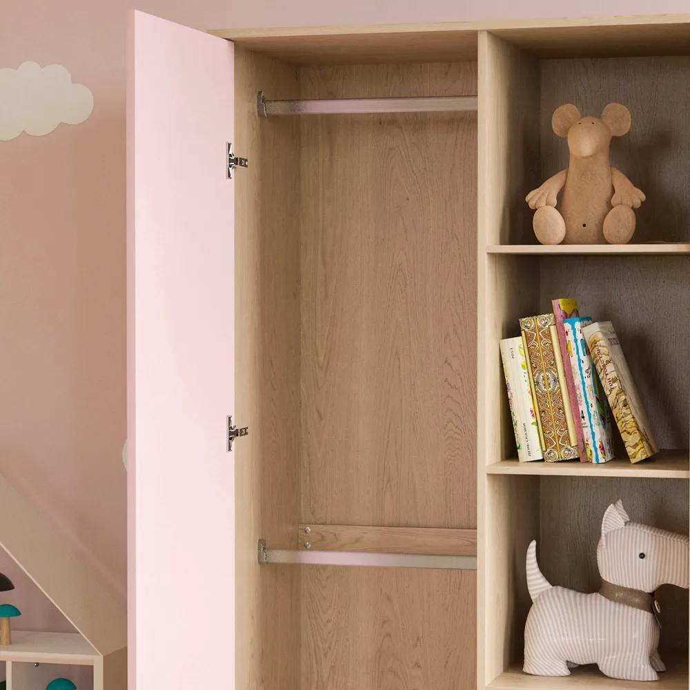 Neptune Single Door Wardrobe - Pink, Oak