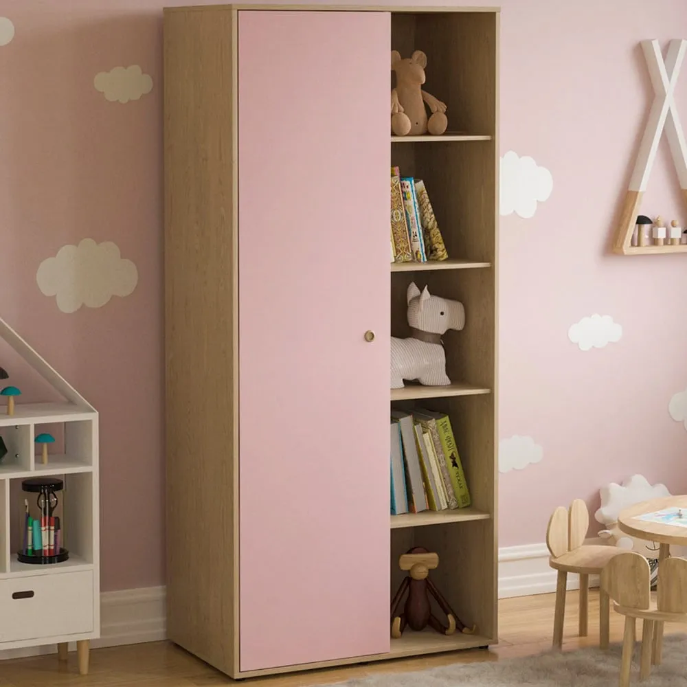 Neptune Single Door Wardrobe - Pink, Oak image