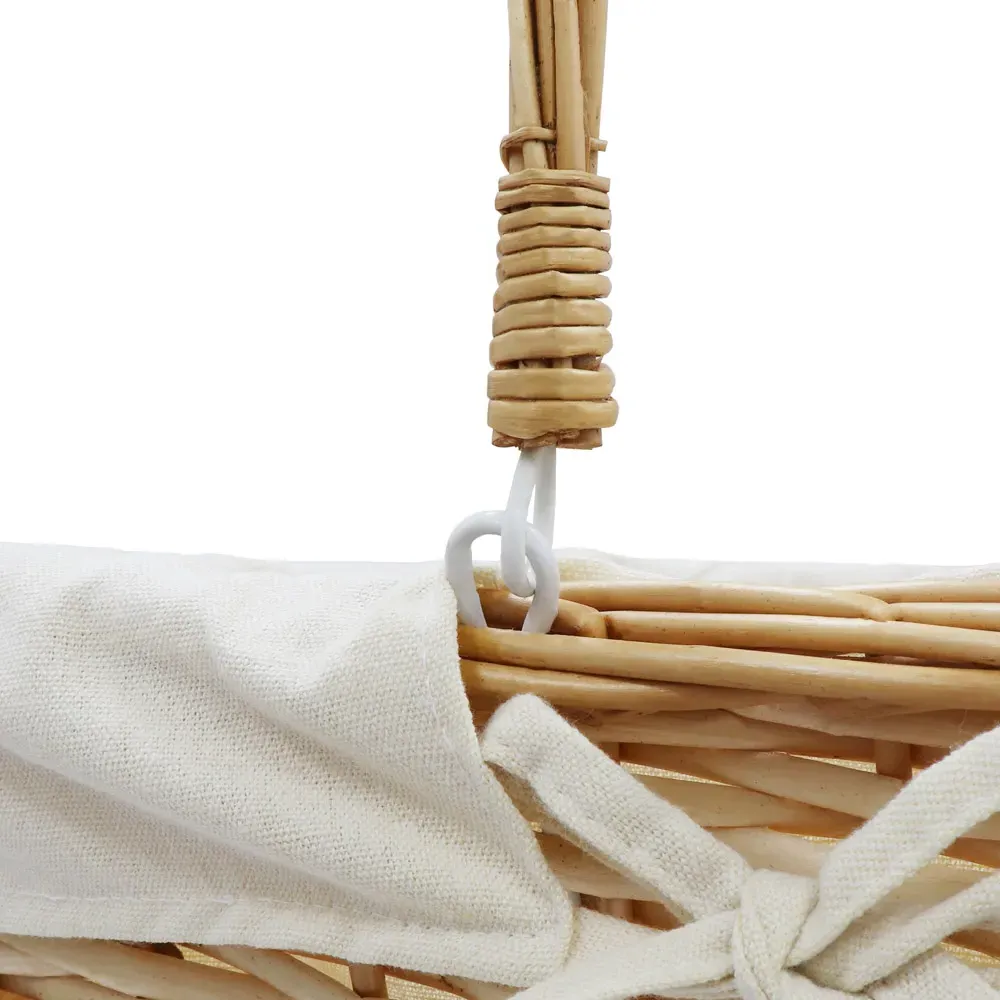 20L Rectangular Willow Shopping Basket with Handles - Brown