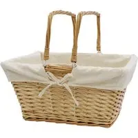 20L Rectangular Willow Shopping Basket with Handles - Brown