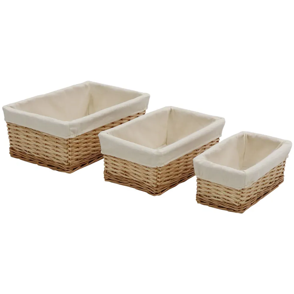 Acacia Honey 3-Piece Rectangular Storage Basket Set - Brown, Willow