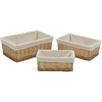 Acacia Honey 3-Piece Rectangular Storage Basket Set - Brown, Willow