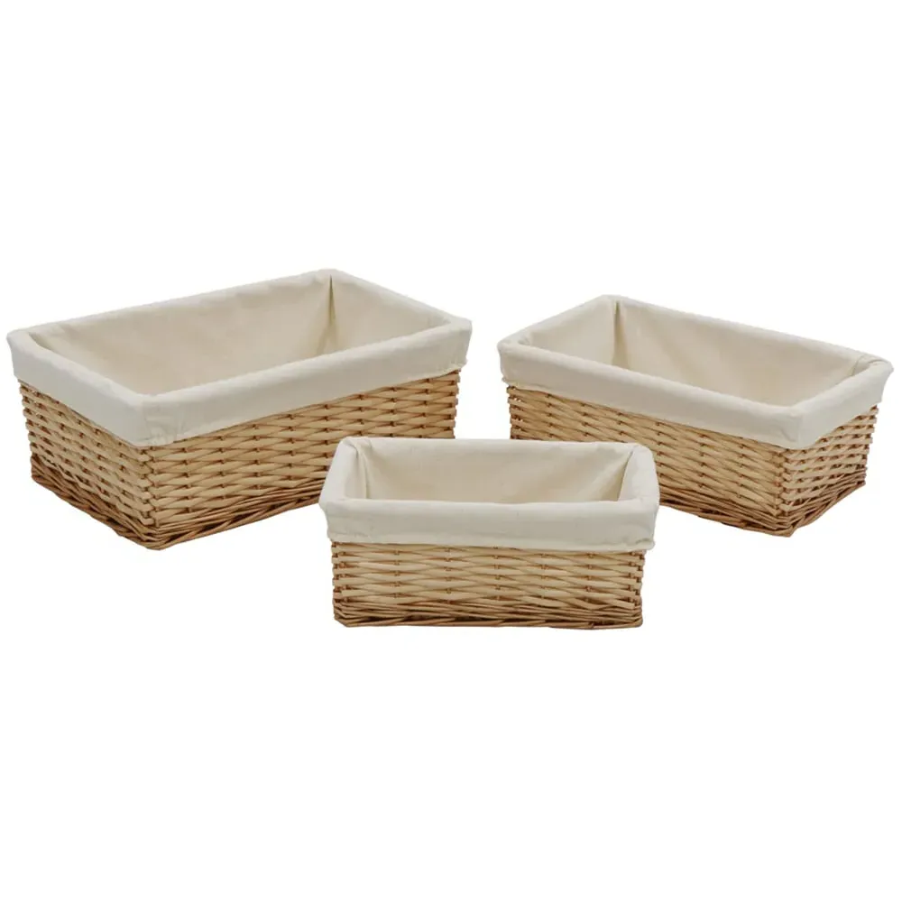 Acacia Honey 3-Piece Rectangular Storage Basket Set - Brown, Willow