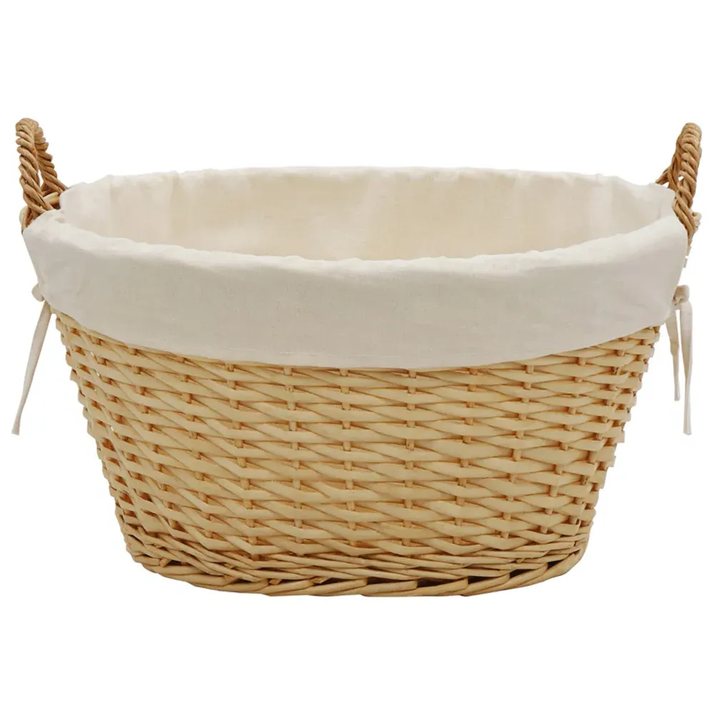 Acacia Honey Oval Storage Basket with Liner - Brown, Willow