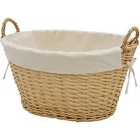Acacia Honey Oval Storage Basket with Liner - Brown, Willow