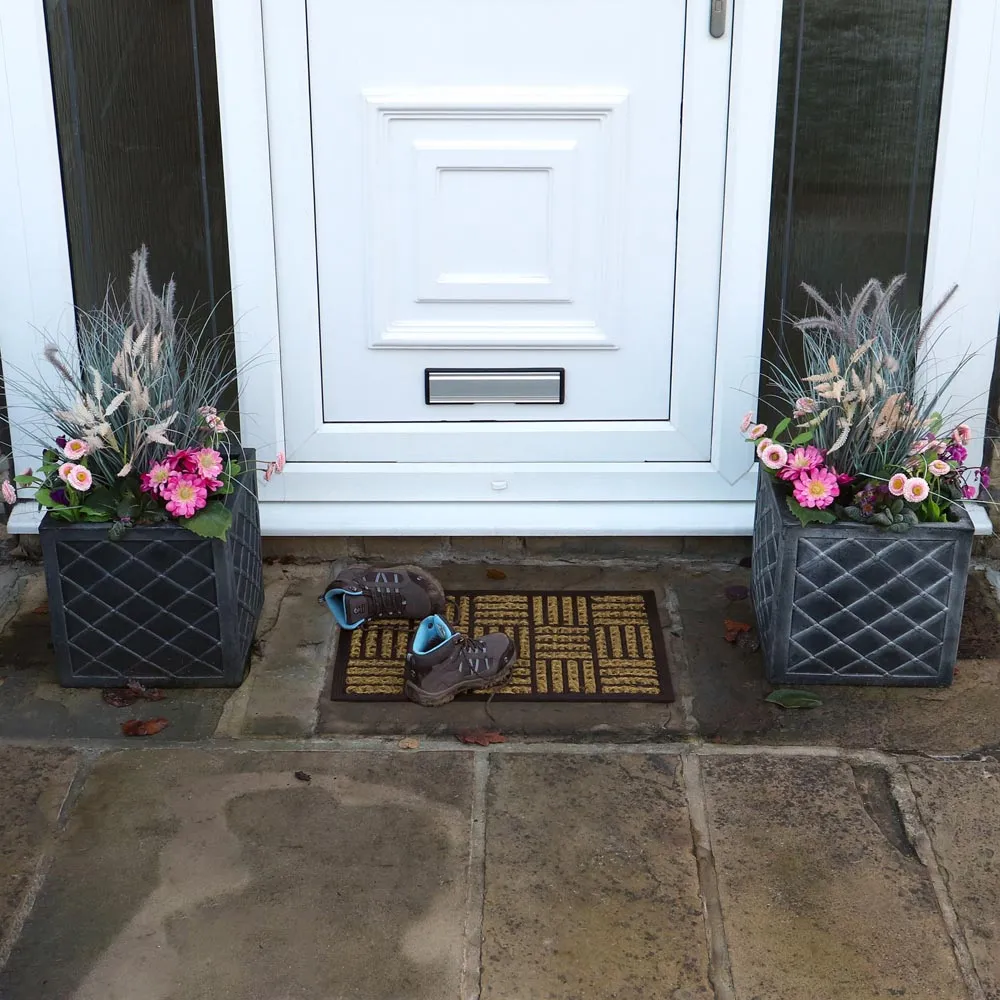 Alba Squares Woven Scraper Doormat - Coir