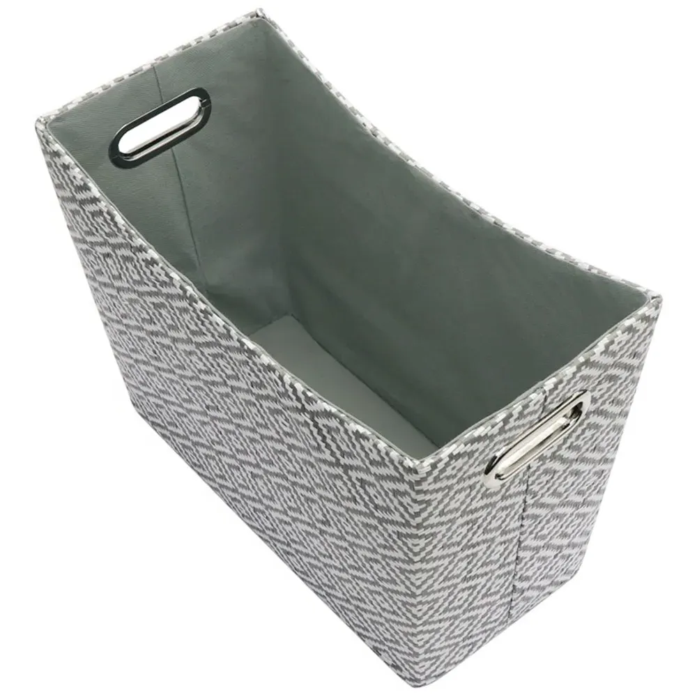 Argyle Magazine Holder with Handles - Grey, Paper