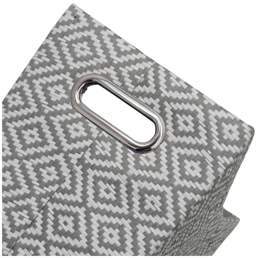 Argyle Magazine Holder with Handles - Grey, Paper