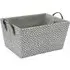 Argyle Rectangular Storage Basket with PU Handles - Grey