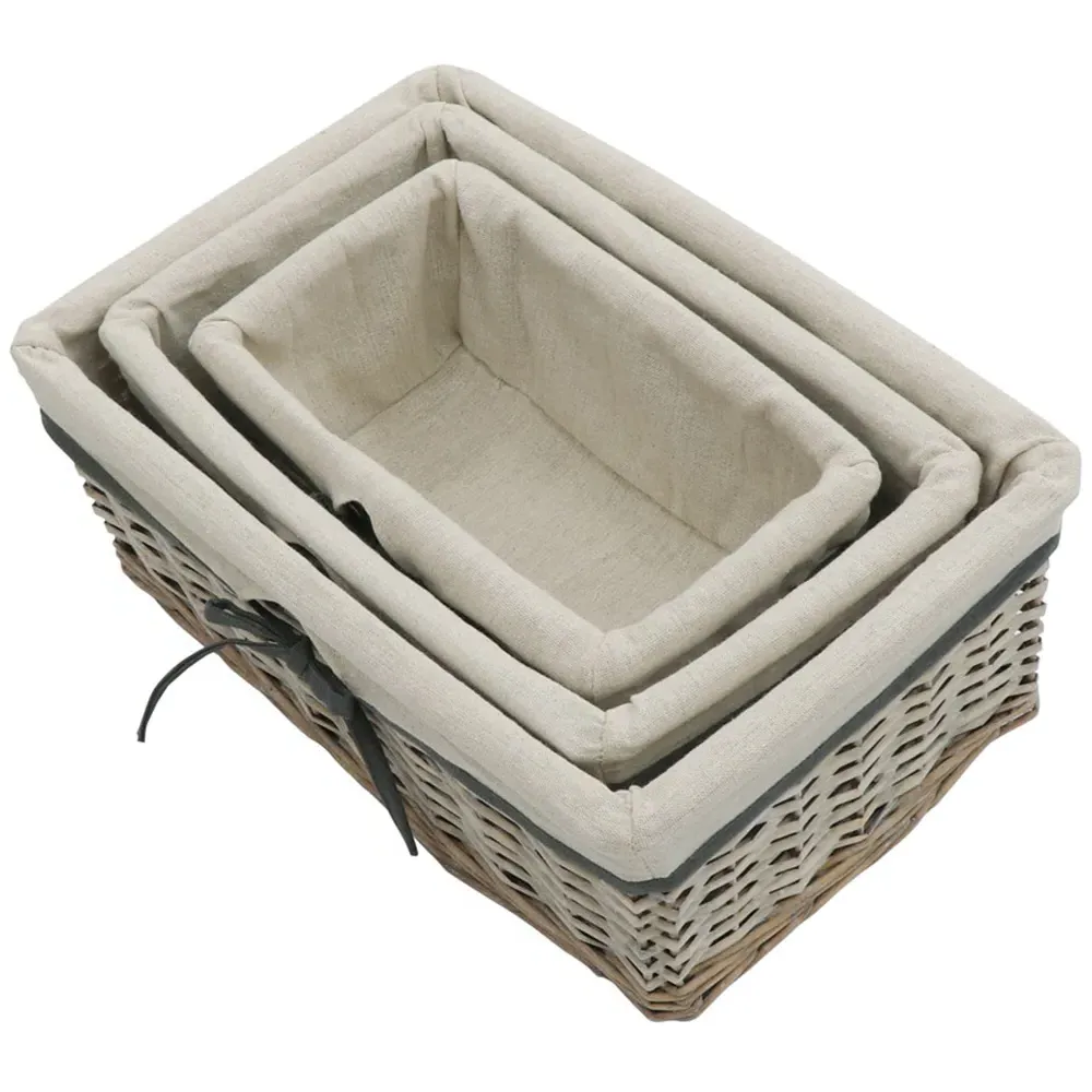 Arianna 3-Piece Rectangular Storage Basket Set - Grey, Willow