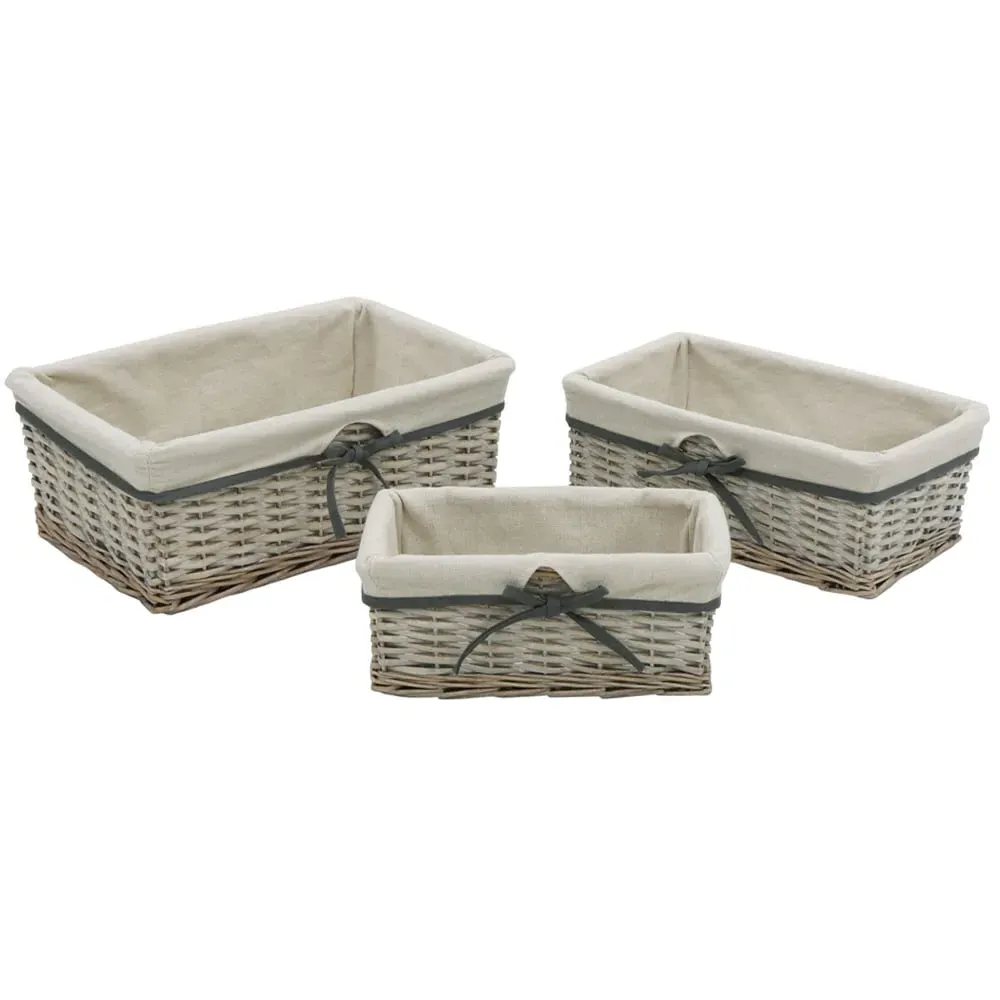 Arianna 3-Piece Rectangular Storage Basket Set - Grey, Willow