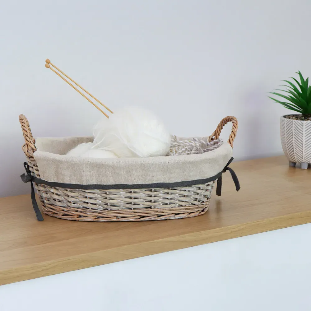 Arianna Oval Storage Basket 9L - Grey, Willow