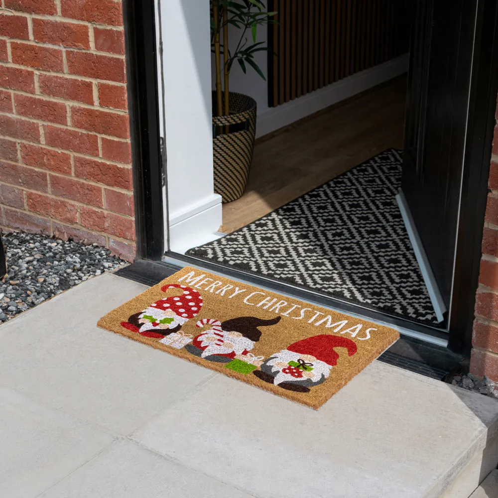 Christmas Gonk Latex Coir Door Mat - Multi