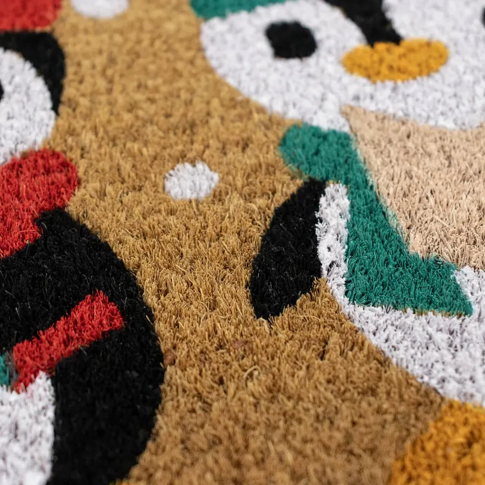 Christmas Penguin Latex Coir Door Mat - Multi