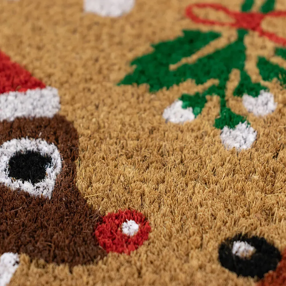 Christmas Reindeer Latex Coir Door Mat - Multi