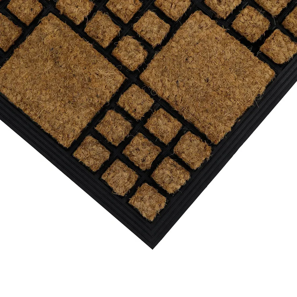 Comfort Chequered Tuffscrape Door Mat - Brown, Coir