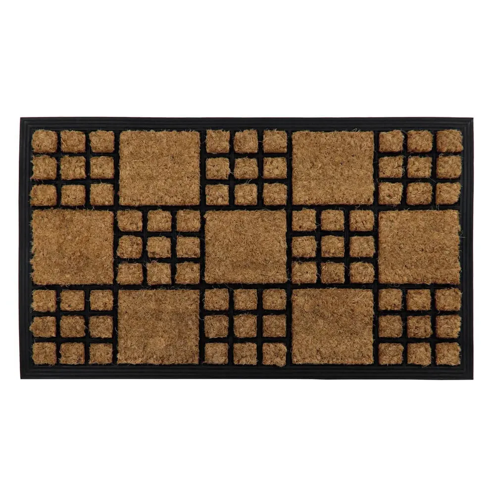 Comfort Chequered Tuffscrape Door Mat - Brown, Coir