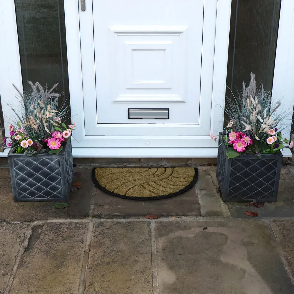 Comfort Half Moon Waves Tuffscrape Mat - Brown, Coir