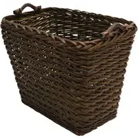 Dark Willow Log Basket with Metal Handles - Brown