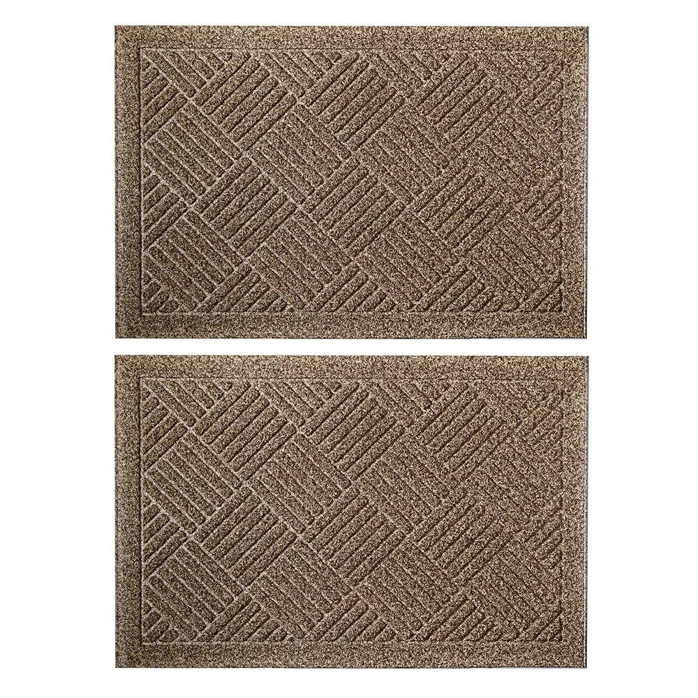 Dirt Defender Square Door Mat 2 Pack - Beige, Polypropylene