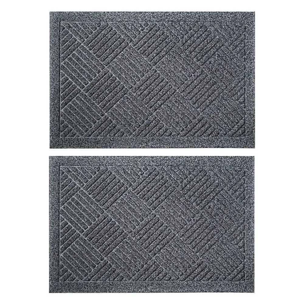 Dirt Defender Square Door Mat 2 Pack - Grey