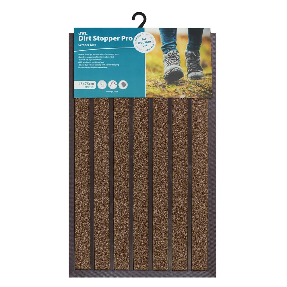 Dirt Stopper Pro Scraper Door Mat - Brown