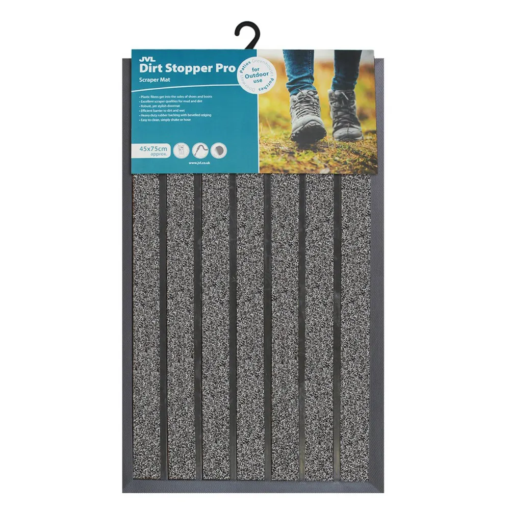 Dirt Stopper Pro Scraper Door Mat - Grey