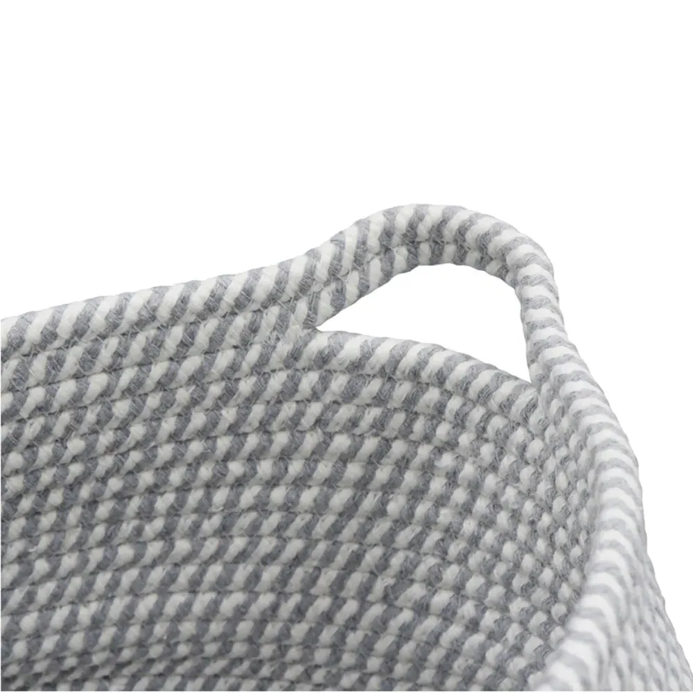 Edison Large Round Cotton Rope Storage Basket - Grey