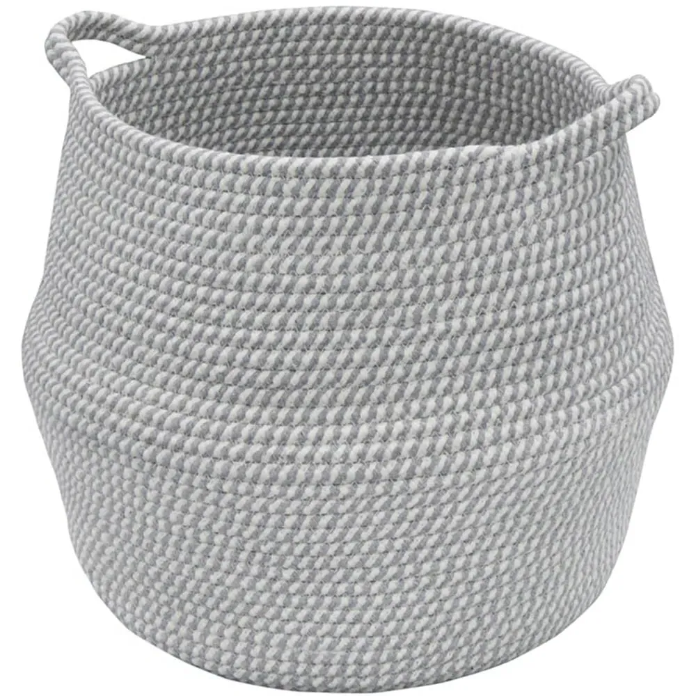 Edison Large Round Cotton Rope Storage Basket - Grey