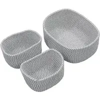 Edison Rectangular Cotton Rope Storage Basket 3 Pack