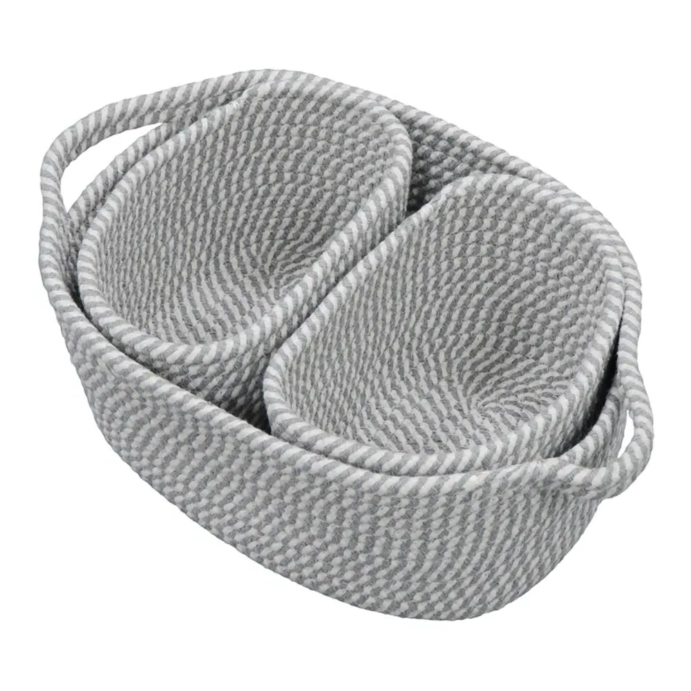 Edison Rectangular Cotton Rope Storage Basket 3 Pack