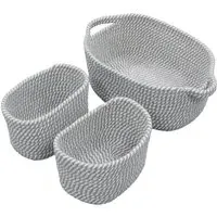 Edison Rectangular Cotton Rope Storage Basket 3 Pack