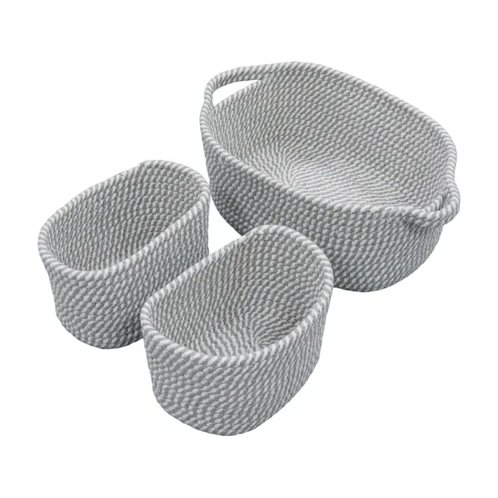 Edison Rectangular Cotton Rope Storage Basket 3 Pack