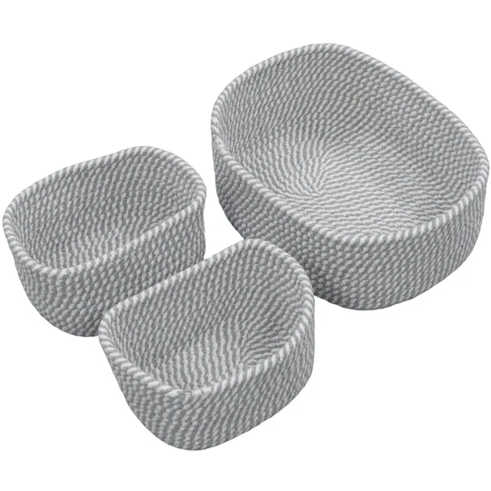 Edison Rectangular Cotton Rope Storage Basket 3 Pack