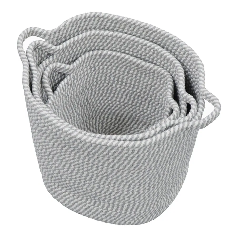 Edison Round Cotton Rope Storage Basket 3 Pack