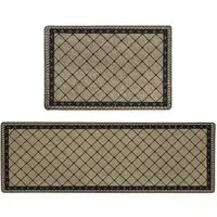 Elegance Diamond Door Mat and Runner Set - Cream
