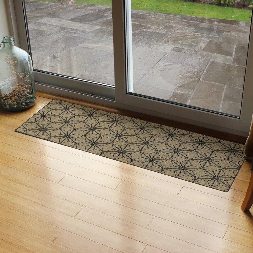 Elegance Stars Door Mat and Runner Set - Cream