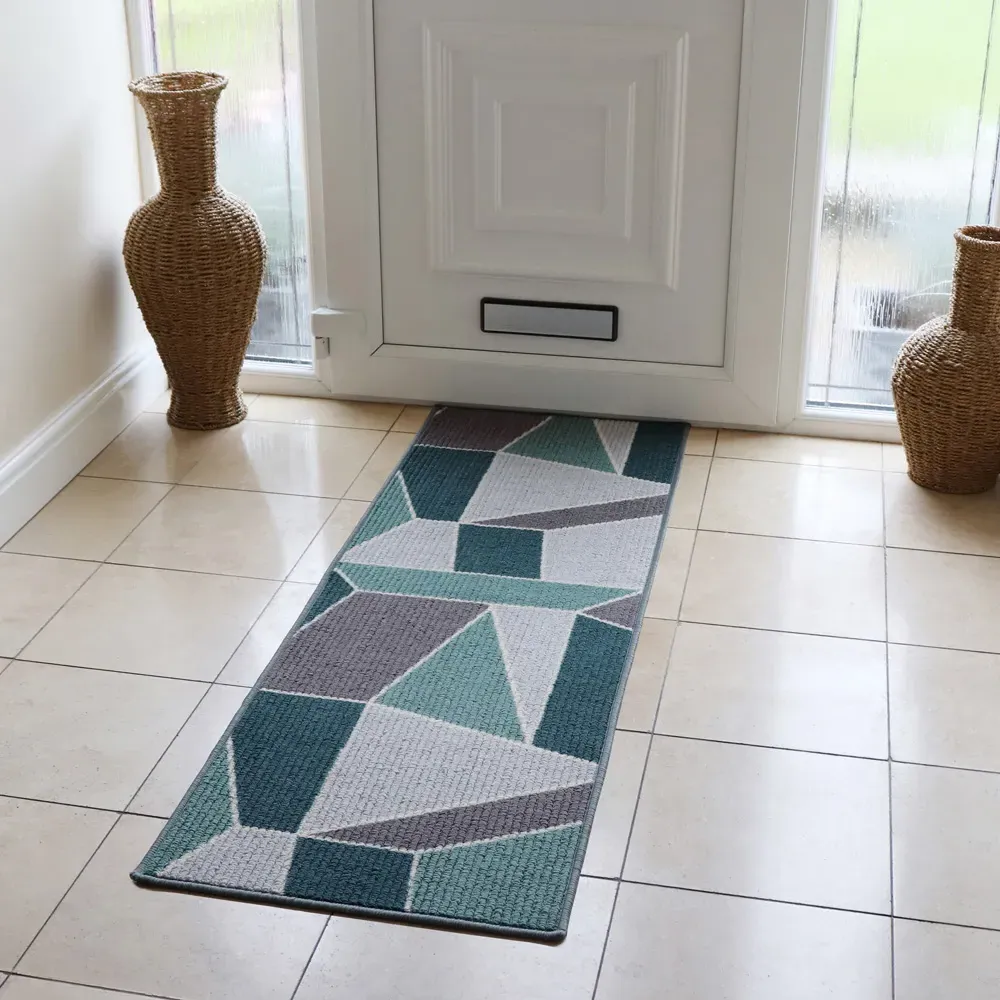 Fiora M Duck Egg Washable Mat Runner - Green