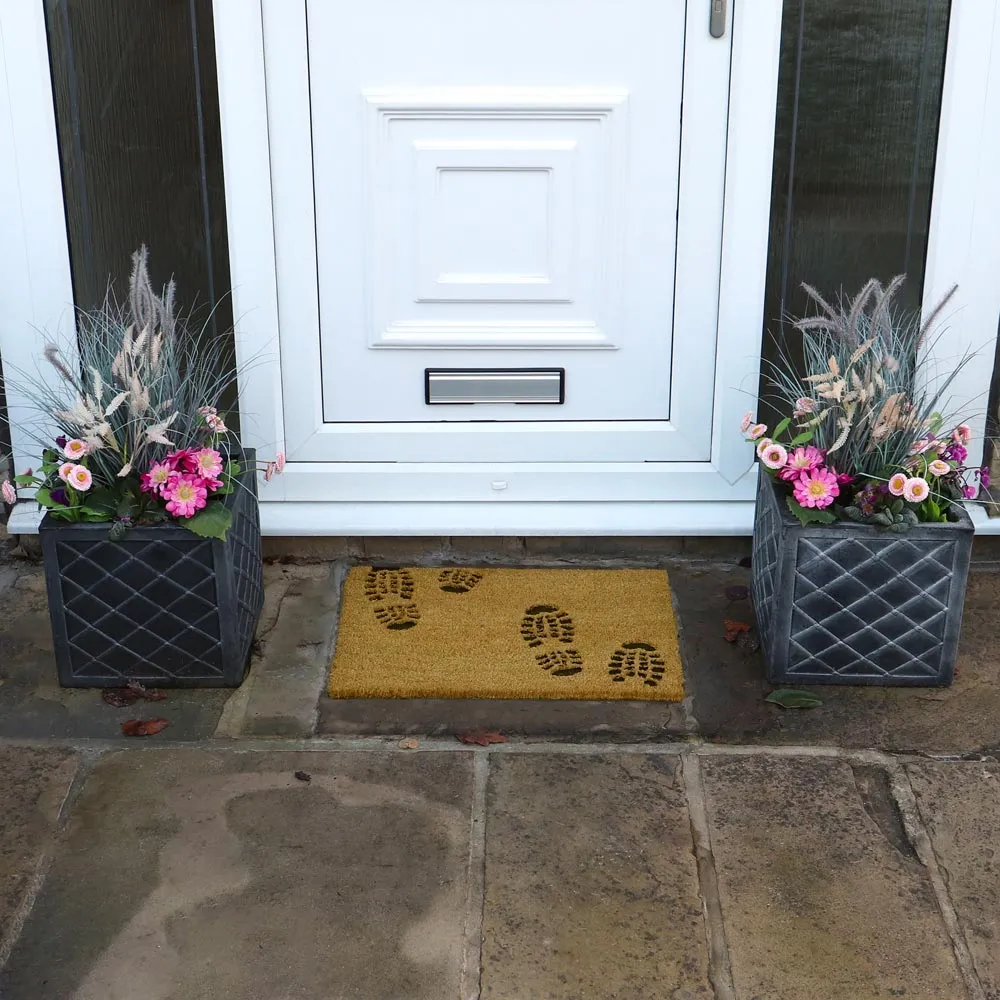 Footprints Embossed Coir Doormat