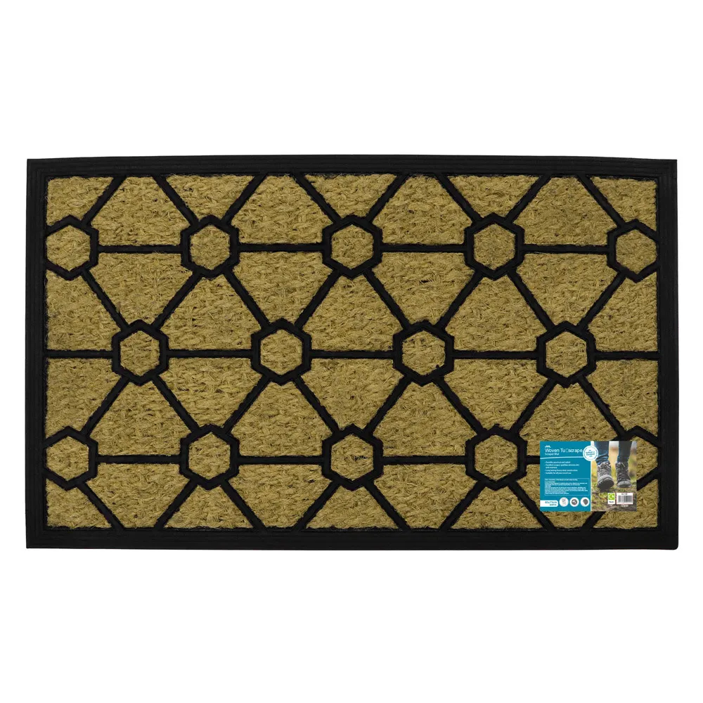 Geometric Wove Rubber Tuffscrape Door Mat - Brown