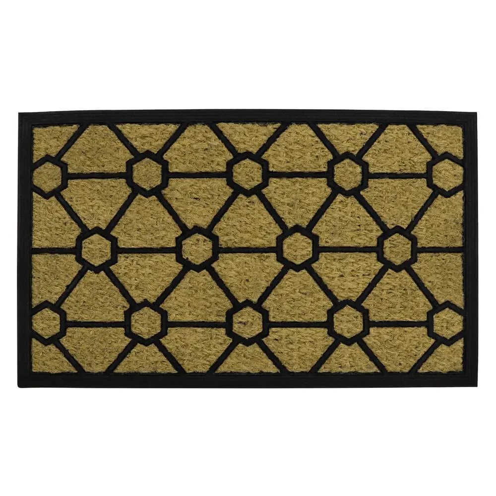 Geometric Wove Rubber Tuffscrape Door Mat - Brown image