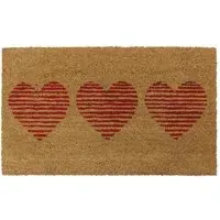 Hearts Latex Coir Door Mat - Red
