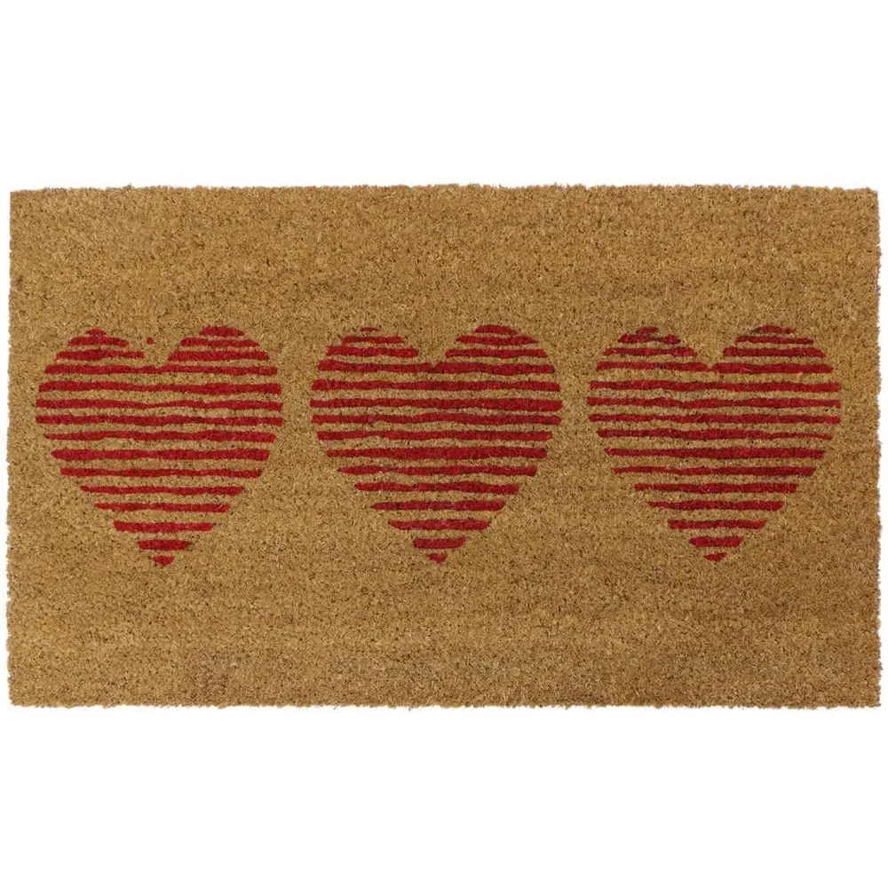 Hearts Latex Coir Door Mat - Red