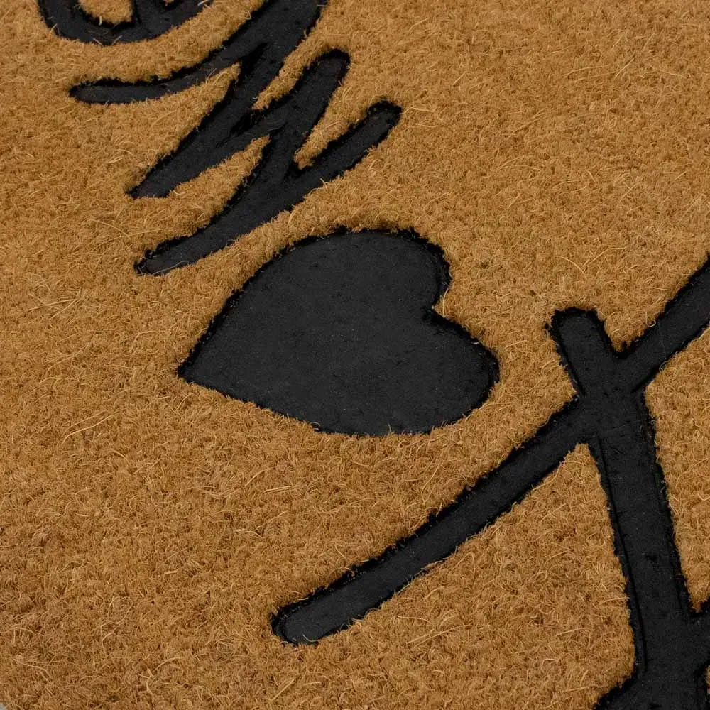 Home Embossed Coir Doormat - Brown
