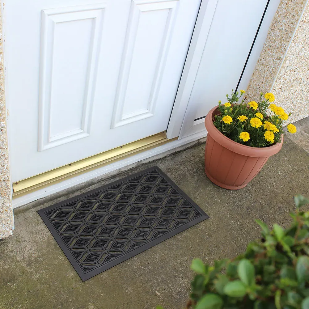 JVL Elipses Rubber Door Mat 2 Pack - Black