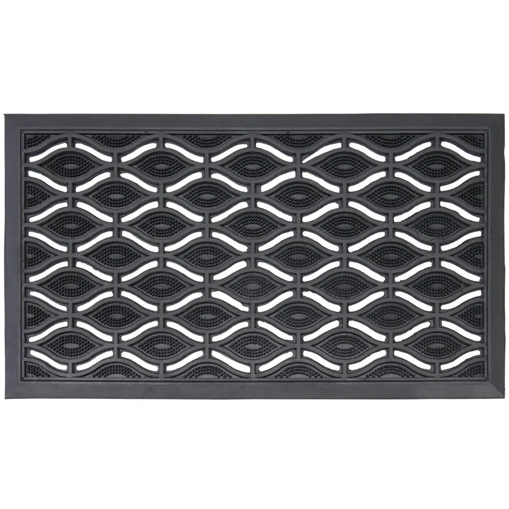 JVL Elipses Rubber Door Mat 2 Pack - Black